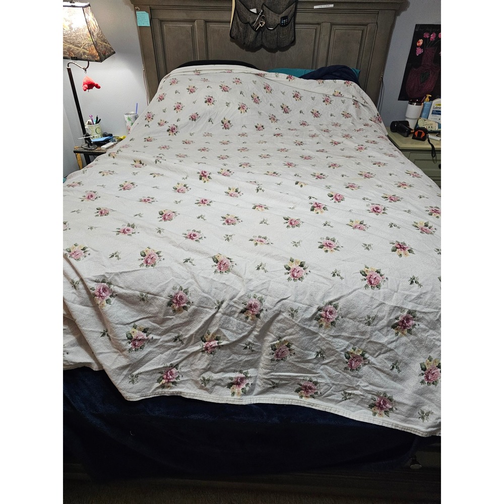 Vintage queen size sheet set rose floral cotton soft 4pcs set
